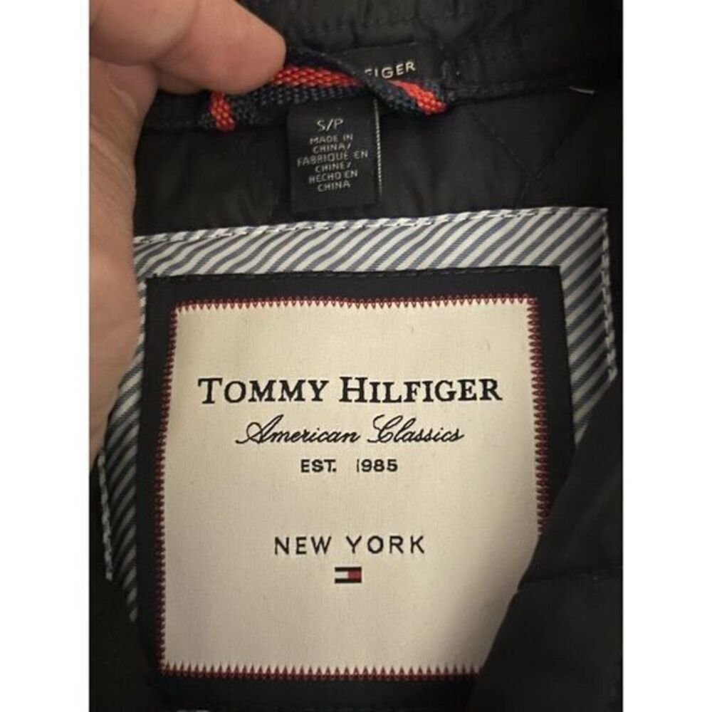Tommy‎ Hilfiger Womens Quilted Trench Coat Jacket Black/Red Small Belt 254 - Picture 5 of 6